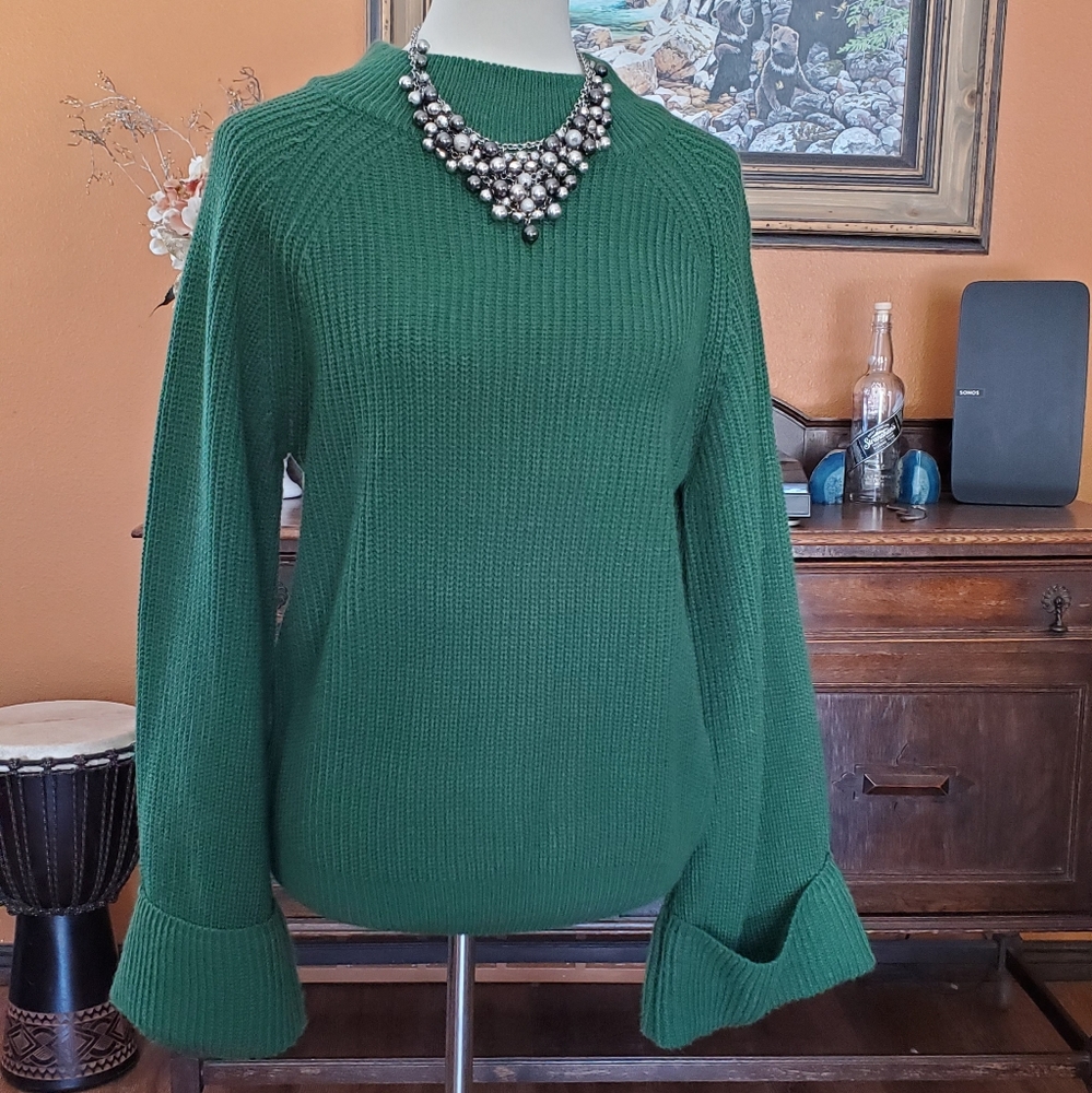 Emerald Green Sweater with Flair Sleeves